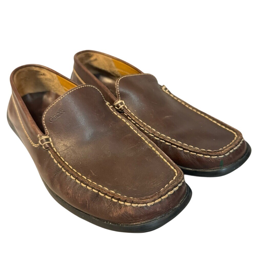 GEOX Men's Respira Driving loafers, Coffee Brown, Size 44‎ (10.5), EUC